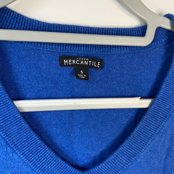 J Crew JCrew Royal Blue Cotton V Neck Sweater Minor Flaw Size Small - Picture 4 of 5